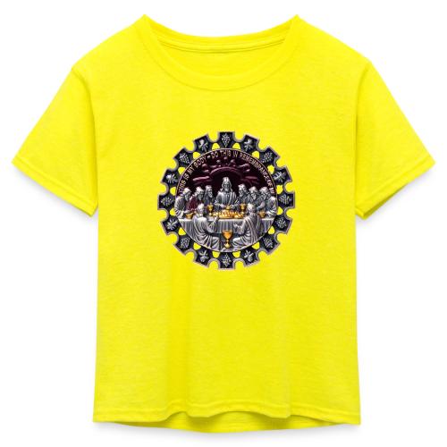 Last Supper Communion T Shirt, Faith Gift - Kid's 50/50 Neon T-Shirt
