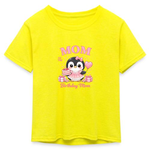 Cute Penguin Birthday Mom Kawaii Cake Balloon Gift - Kid's 50/50 Neon T-Shirt