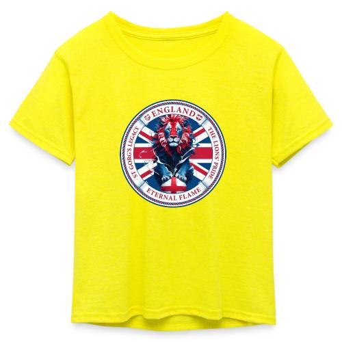 England Lion Emblem T Shirt, Flag Pride Gift - Kid's 50/50 Neon T-Shirt