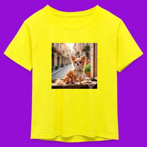 Morning coffee Chihuahua - Kid's 50/50 Neon T-Shirt