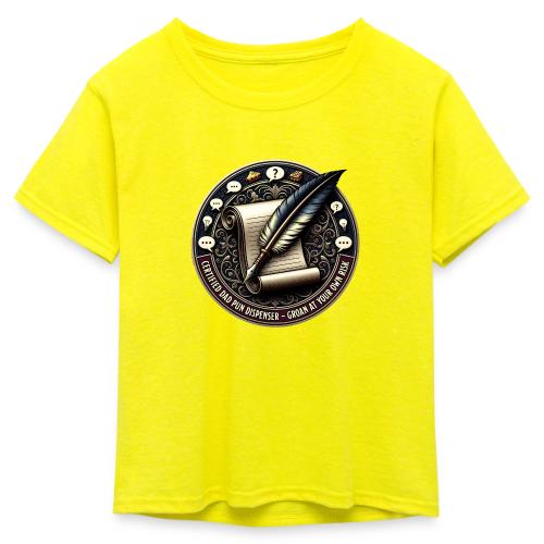 Certified Dad Pun Dispenser T Shirt - Kid's 50/50 Neon T-Shirt