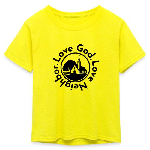 BW Love God Love Neighbor Emblem - Kid's 50/50 Neon T-Shirt