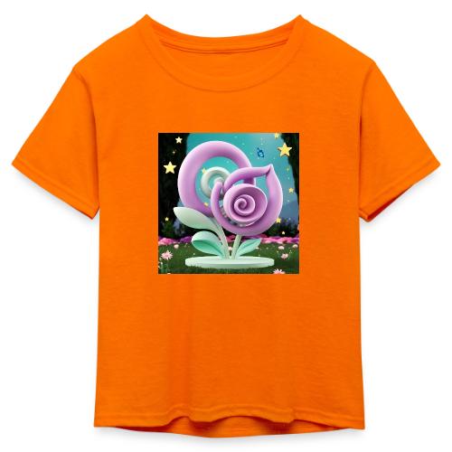 Lila Bloom | Double Floral Eco-Inspired Art - Kid's 50/50 Neon T-Shirt