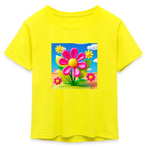 Pink Floral Peace | Sky & Nature Design - Kid's 50/50 Neon T-Shirt