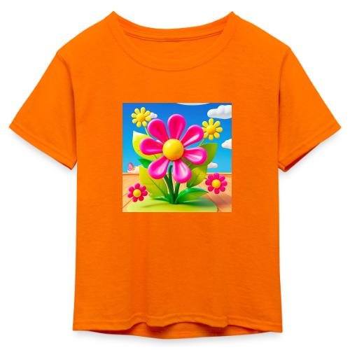 Pink Floral Peace | Sky & Nature Design - Kid's 50/50 Neon T-Shirt