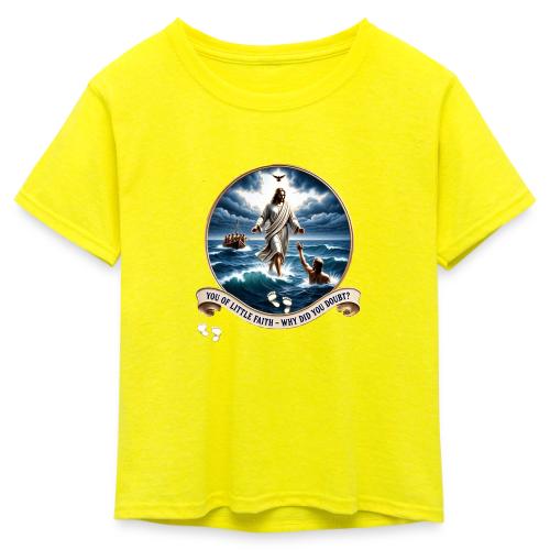 Walking On Water Faith T Shirt, Christian Miracle - Kid's 50/50 Neon T-Shirt