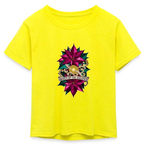 Queen of the Solstice Poinsettia T-Shirt - Kid's 50/50 Neon T-Shirt