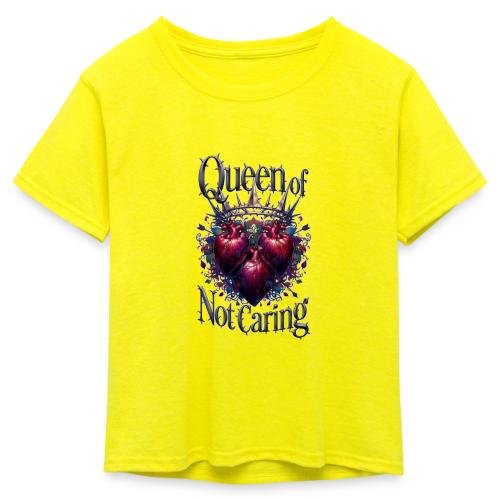 Queen of Not Caring T-Shirt - Kid's 50/50 Neon T-Shirt