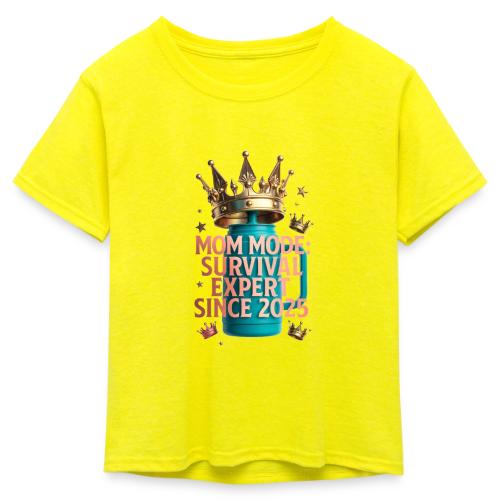 Mom Mode Survival Expert Tee - Kid's 50/50 Neon T-Shirt
