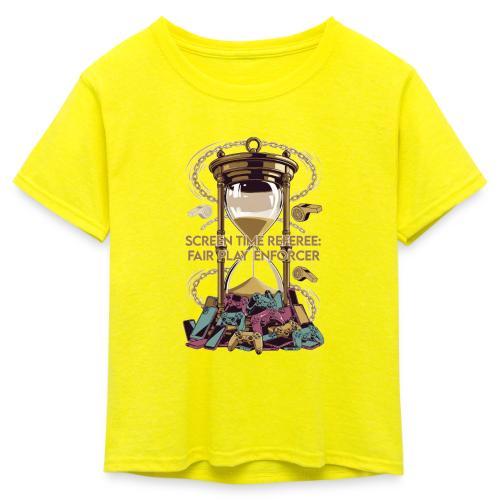 Screen Time Referee T Shirt, Fair Play Enforcer - Kid's 50/50 Neon T-Shirt