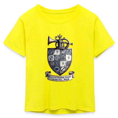 Selective Hearing Expert Crest T Shirt - Kid's 50/50 Neon T-Shirt