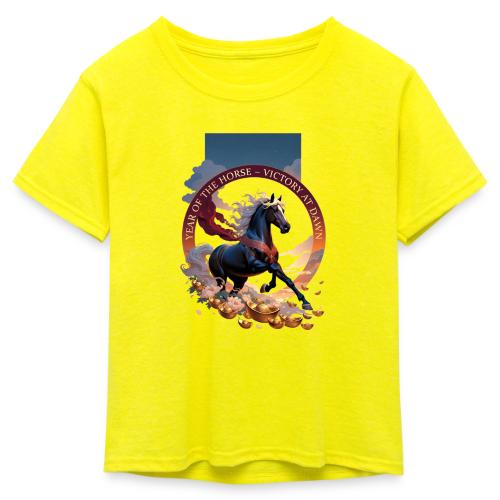 Year of the Horse Dawn T Shirt,Lunar New Year Gift - Kid's 50/50 Neon T-Shirt
