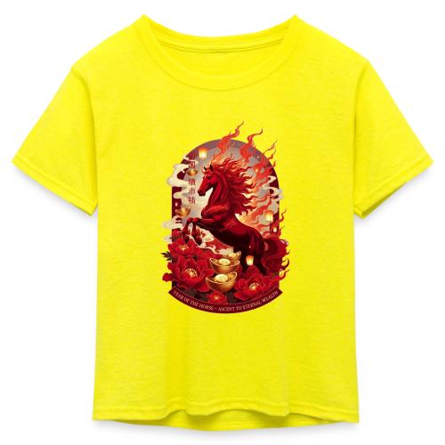 Year of the Horse Ascent T Shirt, Lunar New Year - Kid's 50/50 Neon T-Shirt
