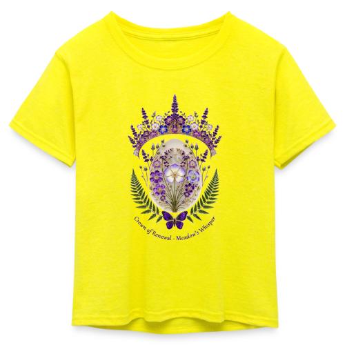 Spring Meadow Crown Tee, Cottagecore Renewal Gift - Kid's 50/50 Neon T-Shirt
