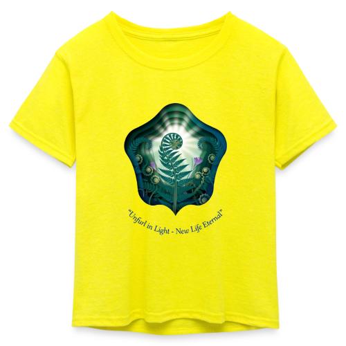 Easter Unfurl in Light Resurrection T Shirt, Gift - Kid's 50/50 Neon T-Shirt