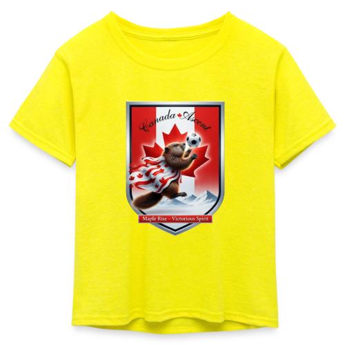Canada Beaver Ascent T-Shirt, Canadian Pride Gift - Kid's 50/50 Neon T-Shirt
