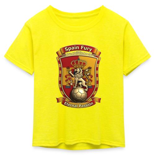 Spain Lion Fury T-Shirt, Spanish Crest Gift - Kid's 50/50 Neon T-Shirt