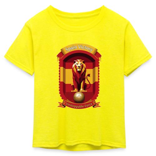 Spain Lion Victory T-Shirt, Flag Pride Crest Gift - Kid's 50/50 Neon T-Shirt