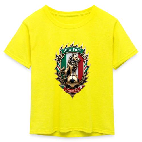 Italy Wolf Fury T-Shirt, Italian Flag Pride Gift - Kid's 50/50 Neon T-Shirt