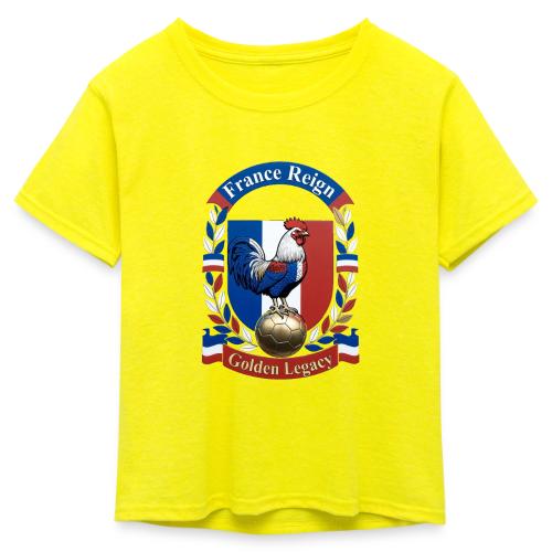 France Rooster Reign T-Shirt, Tricolore Pride Gift - Kid's 50/50 Neon T-Shirt