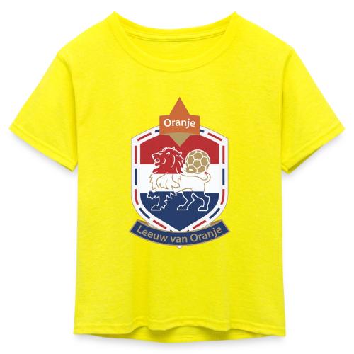 Netherlands Lion Crest T-Shirt, Dutch Badge Gift - Kid's 50/50 Neon T-Shirt