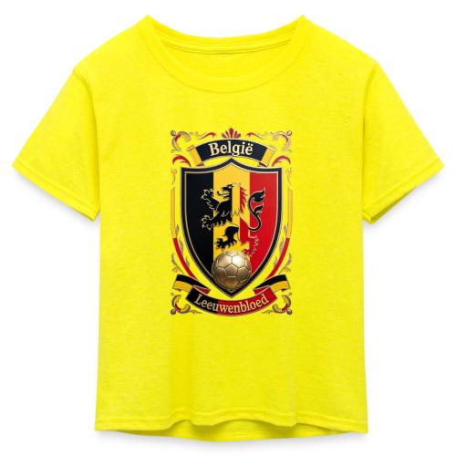Belgium Lion Crest T-Shirt, Belgian Flag Gift - Kid's 50/50 Neon T-Shirt