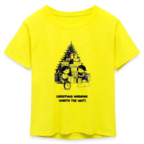 Christmas Morning T-Shirt | Minimalist Kids Gifts - Kid's 50/50 Neon T-Shirt