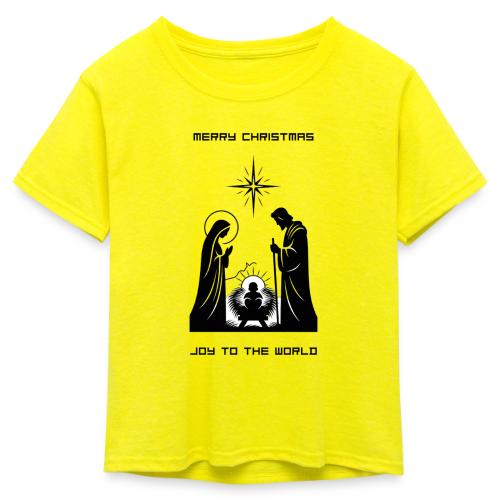 Joy to the World T-Shirt | Minimalist Nativity - Kid's 50/50 Neon T-Shirt