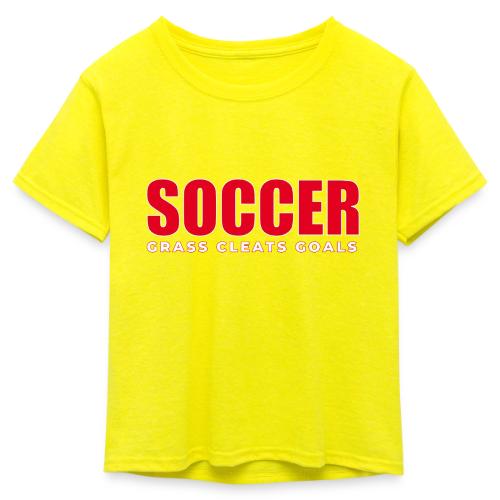 Soccer Grass Cleats Goals Typography Design - Kid's 50/50 Neon T-Shirt