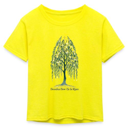Easter Branches Bow Willow T Shirt, Easter Gift - Kid's 50/50 Neon T-Shirt