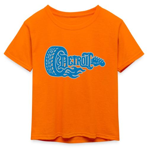The D® - Detroit Wheel Guitar with Flames Bl Slvr - Kid's 50/50 Neon T-Shirt