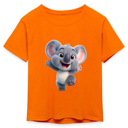 Joyful 3D Baby Koala with Arms Up - Kid's 50/50 Neon T-Shirt