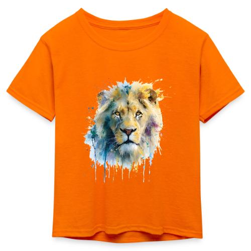 Splash-Art Lion Face - Kid's 50/50 Neon T-Shirt