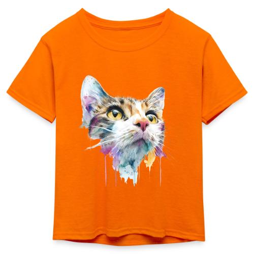 Chromatic Cat Splash - Kid's 50/50 Neon T-Shirt