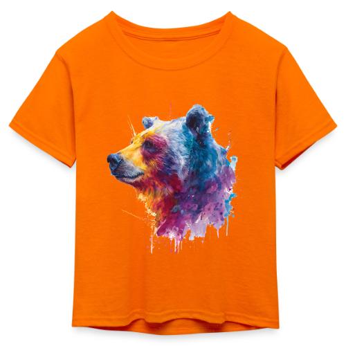 Watercolor Bear Portrait - Kid's 50/50 Neon T-Shirt