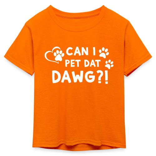 Can I Pet Dat Dawg Funny Meme Tee - Kid's 50/50 Neon T-Shirt
