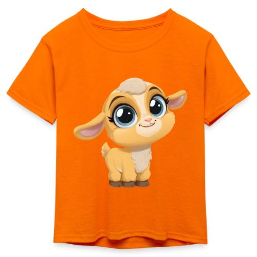 Sweet Cartoon Baby Goat with Joyful Smile - Kid's 50/50 Neon T-Shirt