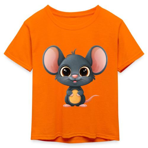Joyful Cartoon Baby Mouse Smiling Brightly - Kid's 50/50 Neon T-Shirt