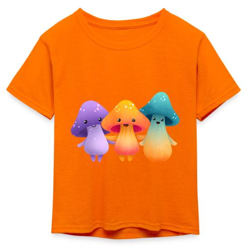 Cheerful Mushroom Friends - Kid's 50/50 Neon T-Shirt