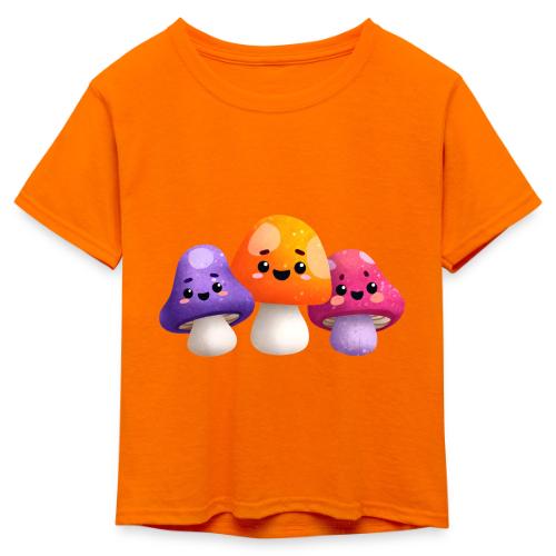 Colorful Mushroom Companions - Kid's 50/50 Neon T-Shirt