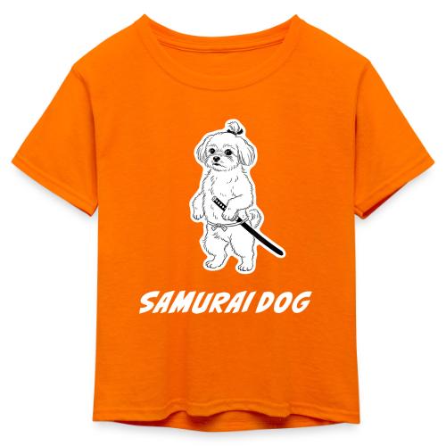 Samurai Maltese Katana Warrior Dog Tee - Kid's 50/50 Neon T-Shirt