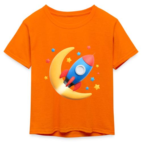 Rocket to the Crescent Moon - Kid's 50/50 Neon T-Shirt