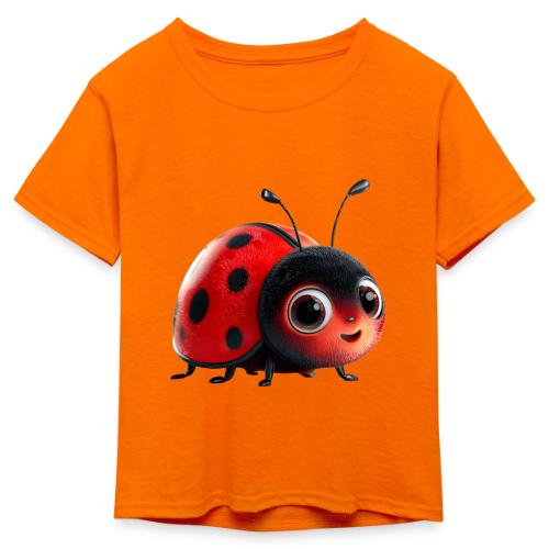Adorable Cartoon Ladybug with Big Eyes - Kid's 50/50 Neon T-Shirt