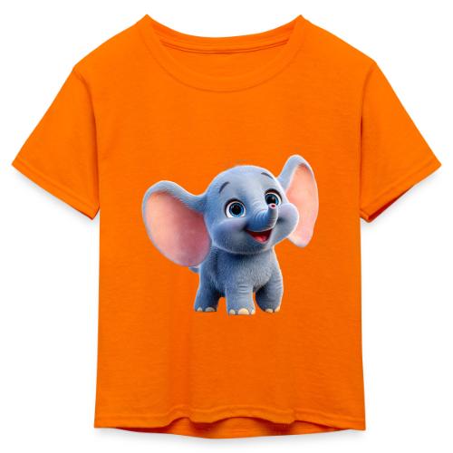 Playful Baby Elephant with Big Eyes - Kid's 50/50 Neon T-Shirt