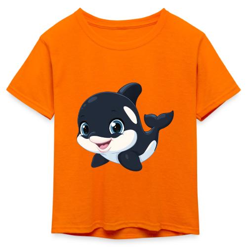 Playful Cartoon Baby Orca with Sweet Smile - Kid's 50/50 Neon T-Shirt