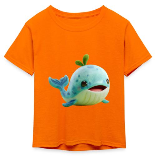 Playful Green-Blue Baby Whale - Kid's 50/50 Neon T-Shirt