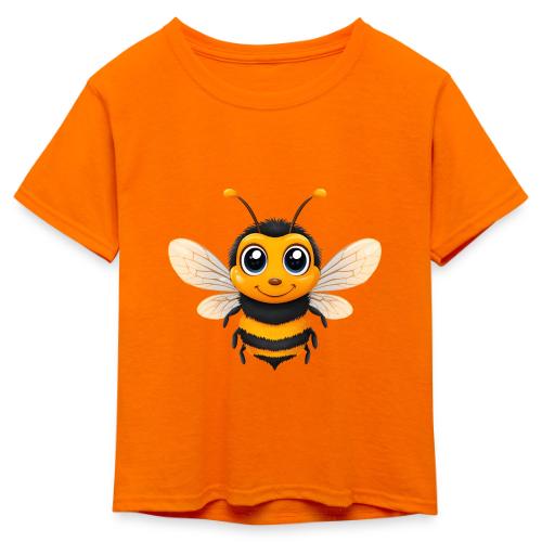 Happy Cartoon Baby Bee with Open Wings - Kid's 50/50 Neon T-Shirt