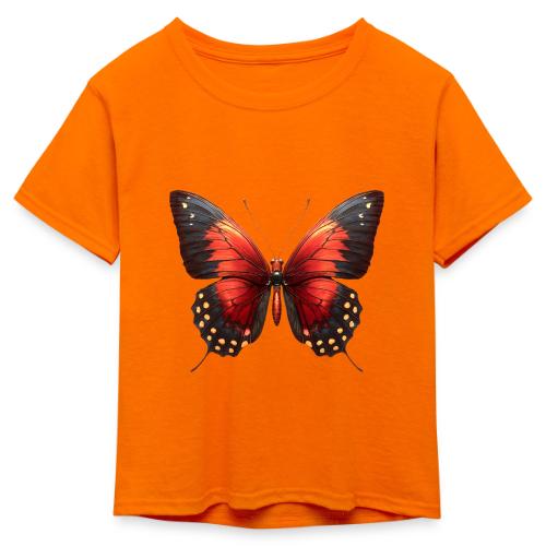 Bright Red, Black, and Yellow Butterfly - Kid's 50/50 Neon T-Shirt