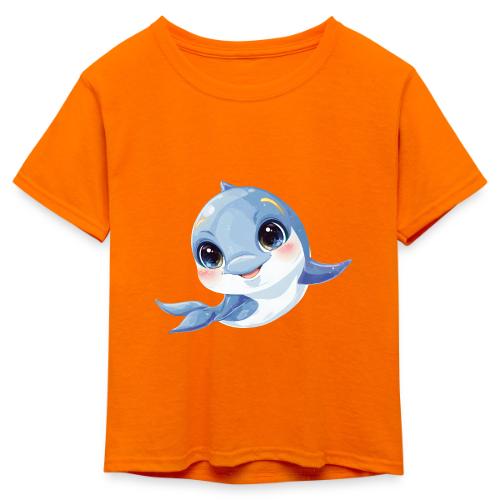 Joyful Blue-White Baby Dolphin - Kid's 50/50 Neon T-Shirt