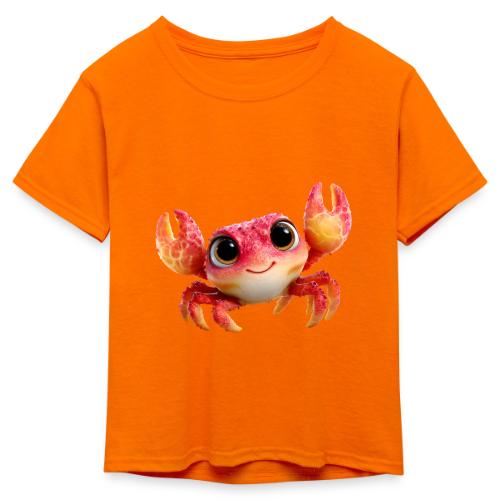 Cheerful Red Baby Crab Character - Kid's 50/50 Neon T-Shirt